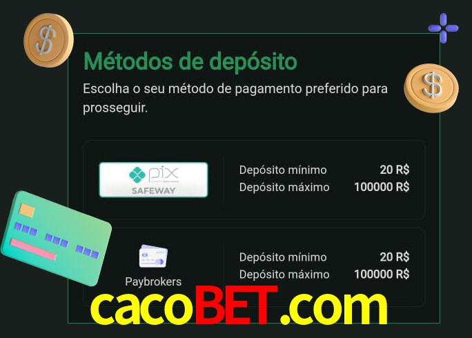 O cassino cacobet.com oferece uma grande variedade de métodos de pagamento